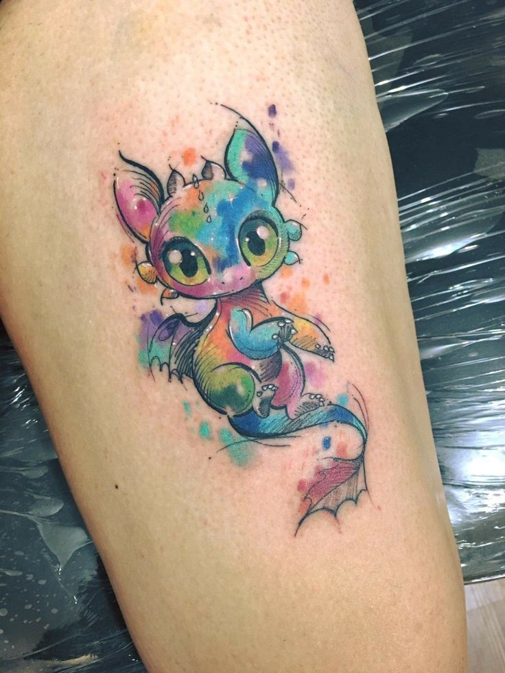 Watercolor tattoo - Mermaid Toothless /Chimuelo *colorful ...