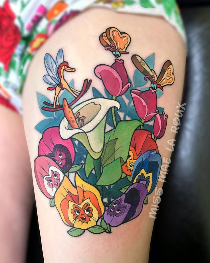 Disney Tattoo The Flowers X6 Feat Bread Butterflies X2 A Rocking Horsefly Tattoo By Missmaetattoo Facebook Aliceinwonderland Tattooviral Com Your Number One Source For Daily Tattoo Designs Ideas