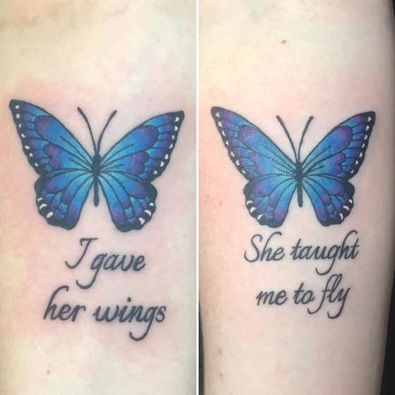 Friend Tattoos - Blue Butterfly Tattoos - Mother Daughter Tattoos ...