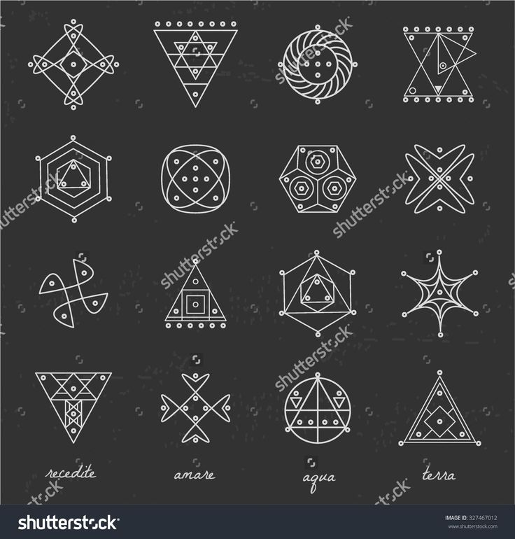 Geometric Tattoo - Set of geometric shapes. Trendy hipster icons and ...