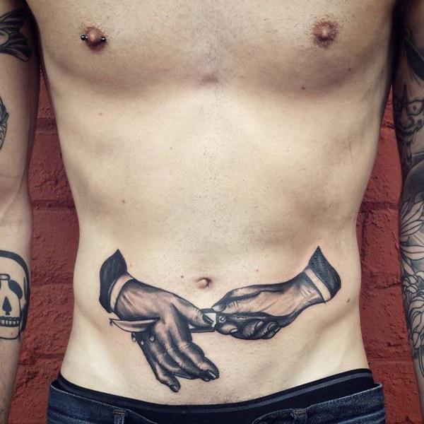 Do yall even think he gone make it ?😭#tattoo #binoink #chesttattoo #s... | stomach  tattoo men | TikTok