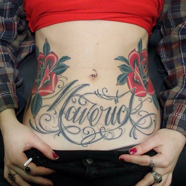 old school rose tattoo | Stomach tattoos women, Stomach tattoos, Rose  tattoos