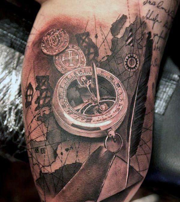 compass tattoo 180
